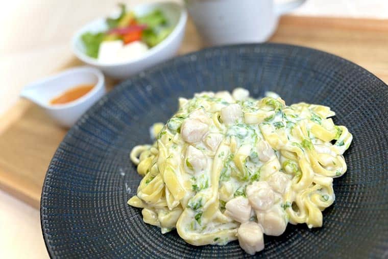 生海苔と小柱のクリームパスタ～柚子胡椒仕立て～